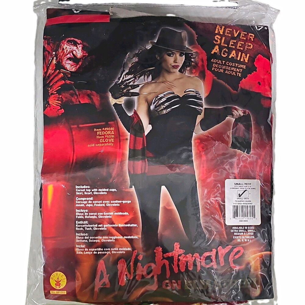 Freddy Krueger Secret Wishes Halloween Costume Women Petite Small Rubies